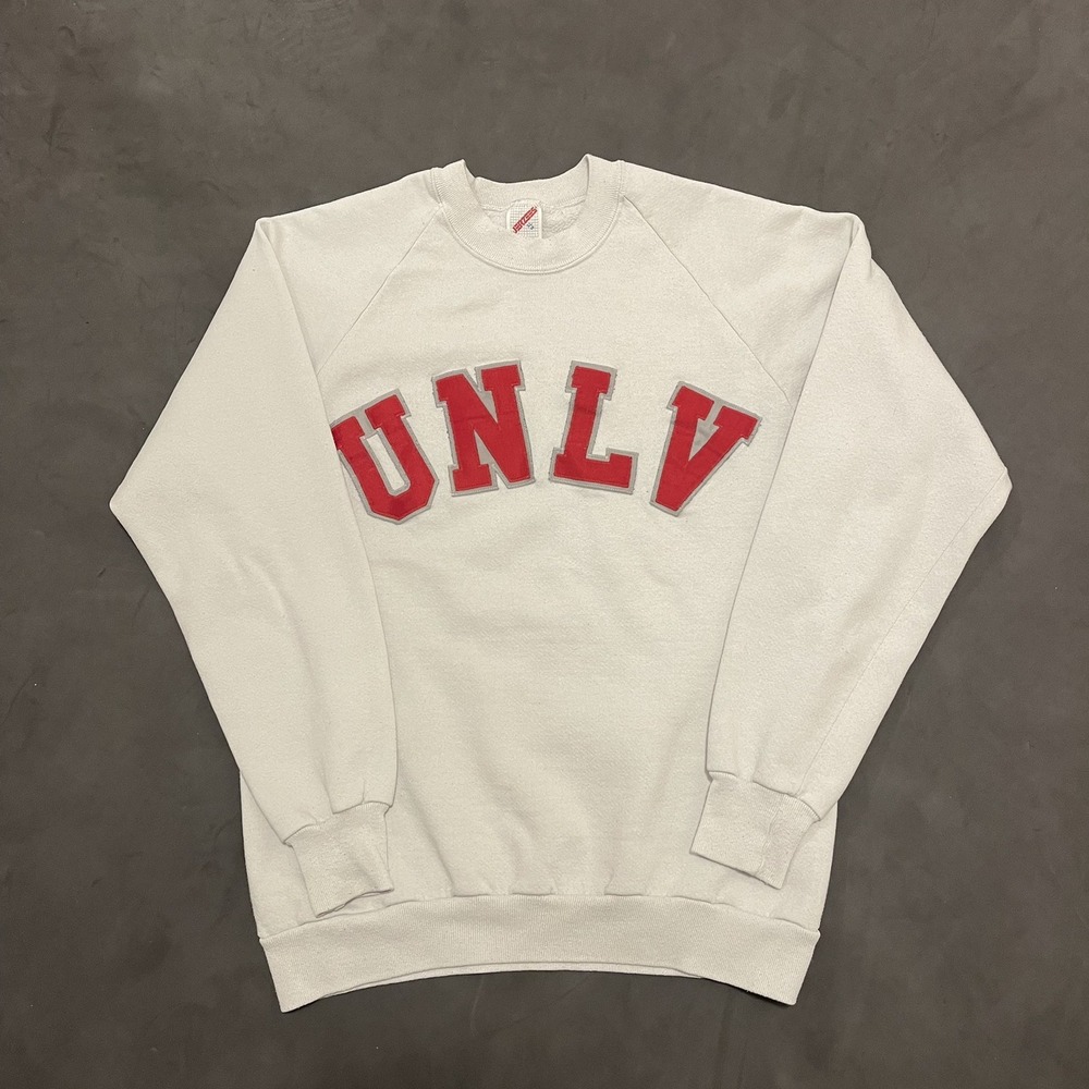 Vintage 90s‎ Jerzees UNLV Runnin Rebels Spellout White Crewneck Sweatshirt M
